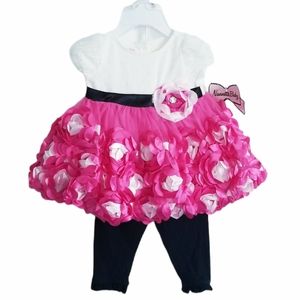 Baby Girl 2-Piece Set Dress and Legging Outfit NEW Size 0/3 Months